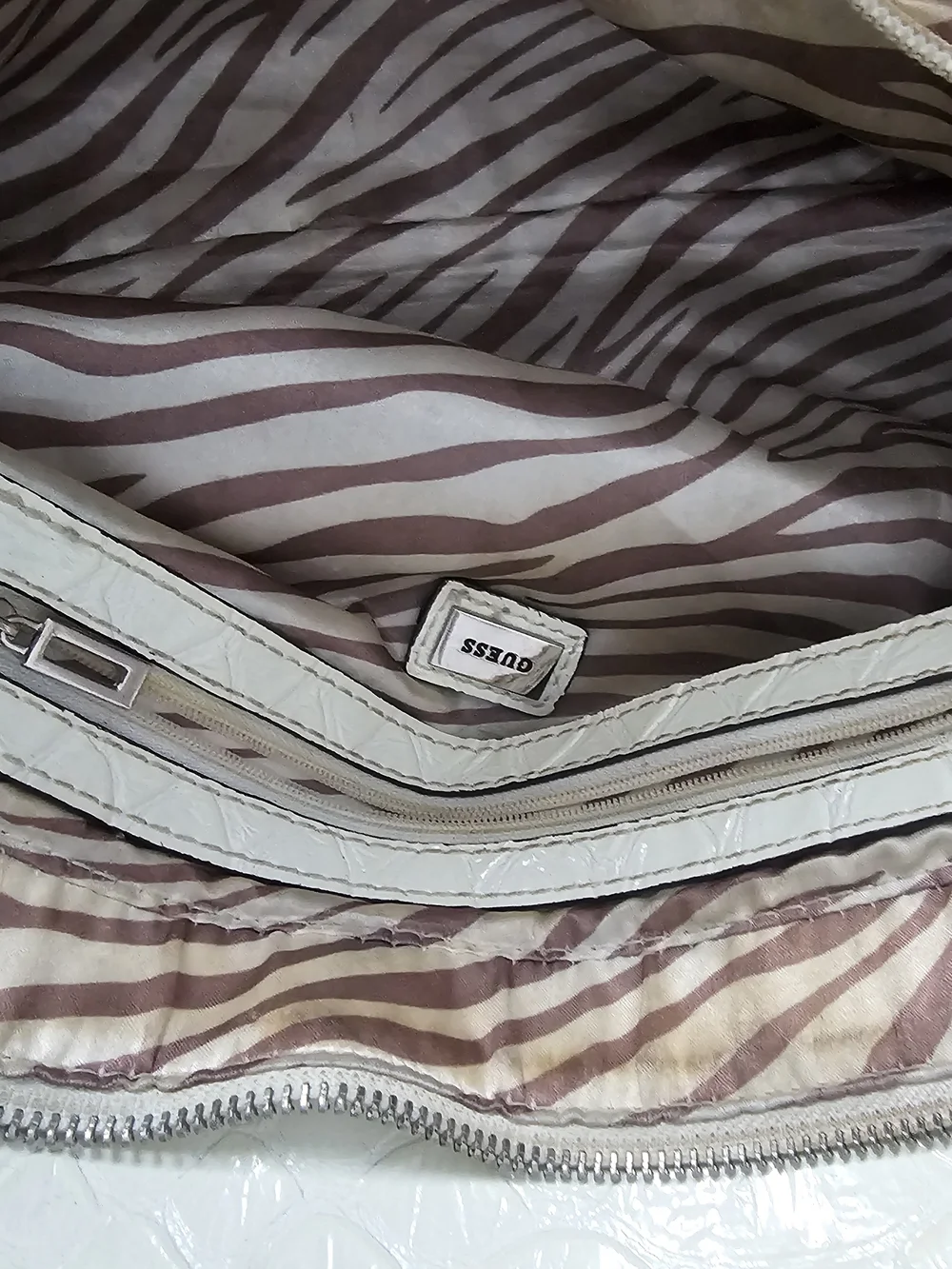 GUESS White Multicolor G-Print Satchel with Silver G Accent - Picture 2 of 8